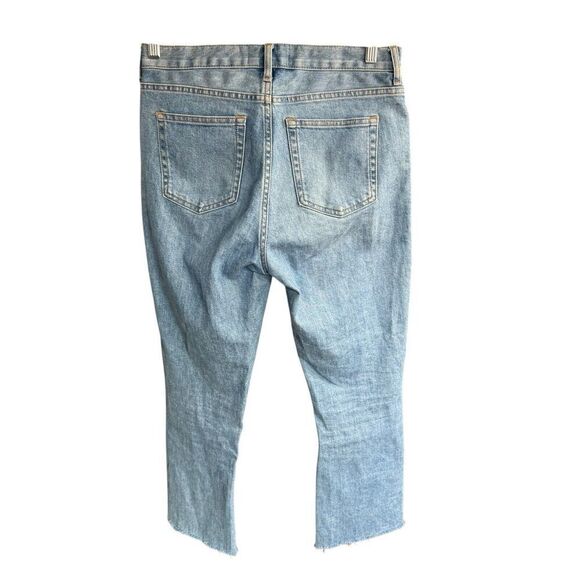 Everlane Womens The Kick Crop Jeans High-Rise Frayed Raw Hem Faded Blue Wash 29 - Picture 3 of 7